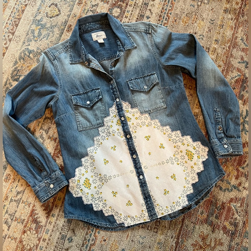Upcycled Denim Snap-front Shirt